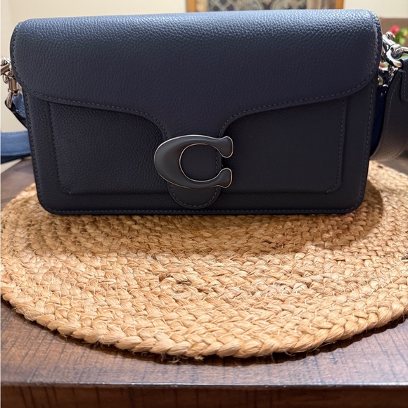 Coach Handbags - Coach Navy Pebbled Leather Crossbody with Signature 'C' 26